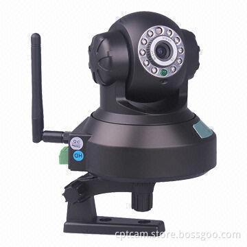 Pan/Tilt IP Camera, P2P H.264 IR Wireless Megapixel, Supports iPhone, Android, SD Card Slot of 32GB